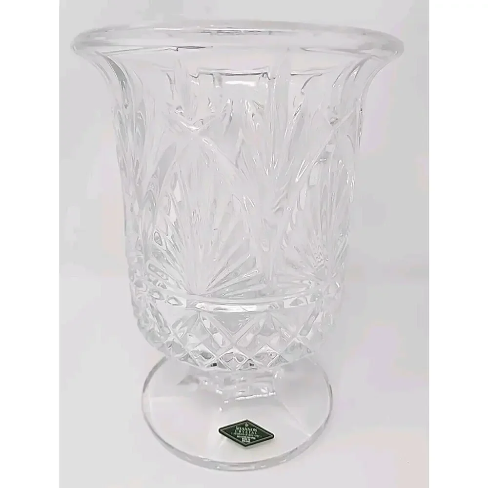 1970s Shannon Clear Lead Crystal Hurricane Vase Collectible Decorative Glass U25